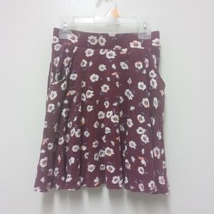 Burgundy Floral Skater Skirt
